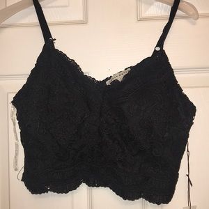 Black lace crop top/bralette with padding